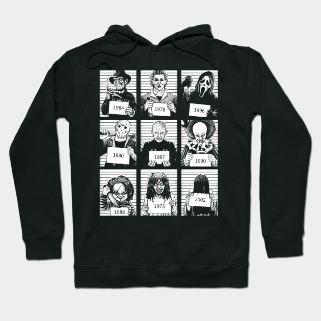 Halloween Mug Shot / Horror Movie Character Hoodie by RadRetro